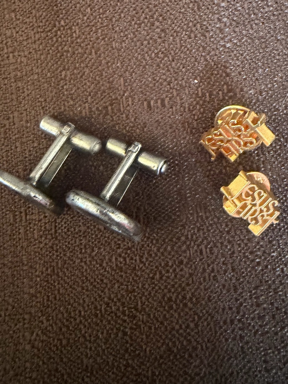 Gold Tone & Silver Cufflink Set - Two-Tone Men's Accessory